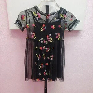 Art Class Black Embroidered Girls Dress